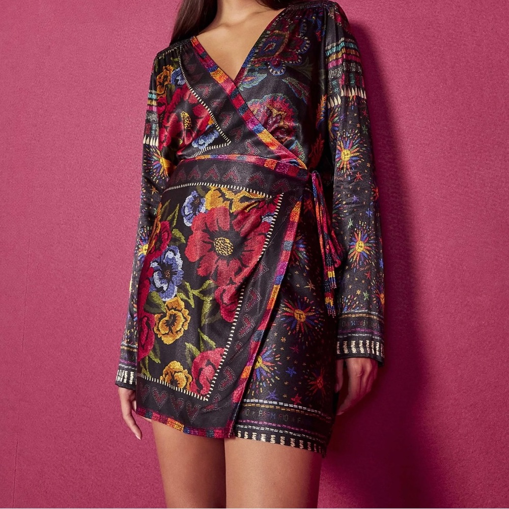 FarmRio black scarf mini dress